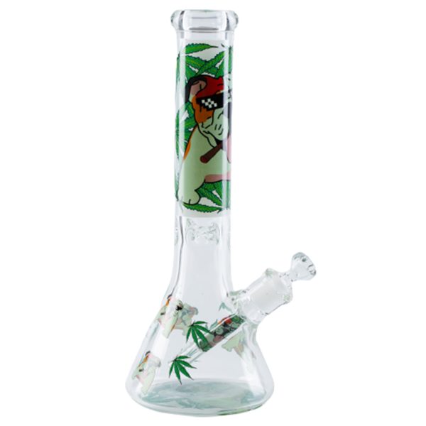 Leaf Bull Dog Design Exclusive License Glass Bong - (C1559-K06)