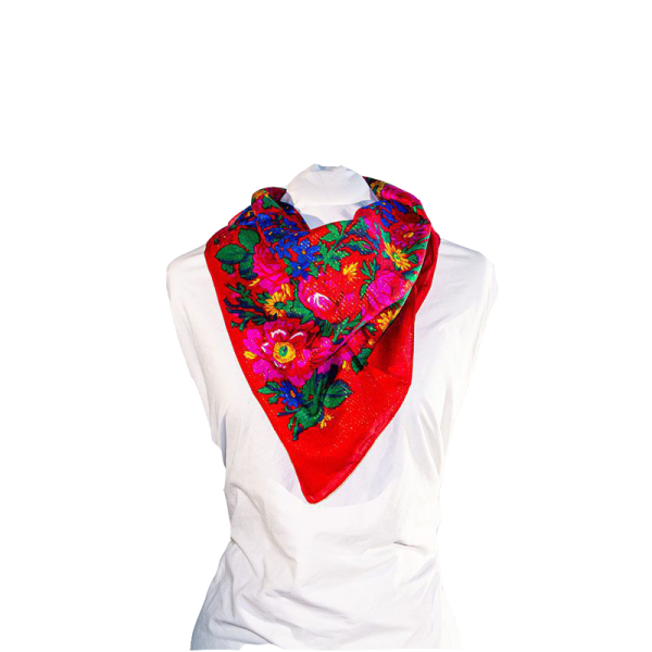 30" x 30" Non-Metallic -  Kokum Floral Scarf (CD-Scarf-1-30 Non-Metallic Red)