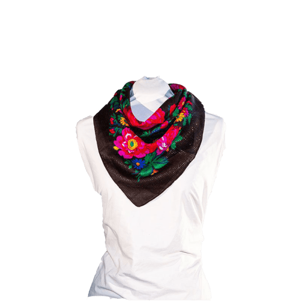 45" x 45" Metallic Kokum Floral Scarf (CD-Scarf-1-45 Metallic Black)