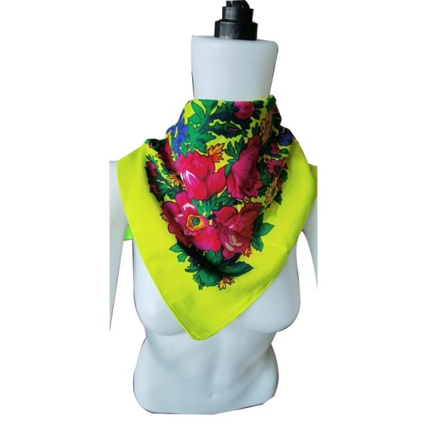 30" x 30" Non-Metallic - Kokum Floral Scarf (CD-Scarf-1-30 Non-Metallic Neon Yellow)