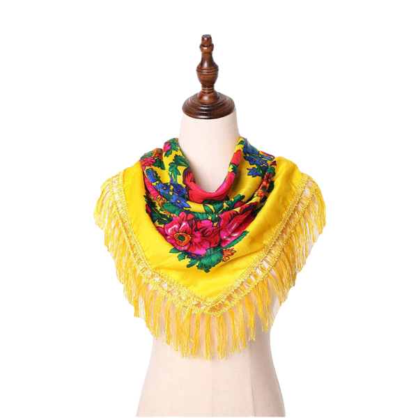 30" x 30" Non-Metallic Kokum Floral Scarf (CD-Scarf-2-30 Yellow)