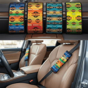 Printed Plush Seat Belt Pad Pair, Gradient Colors Collection (0721)