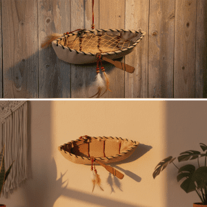 Boat Shape Wall Décor with Feather - (20220324-20)
