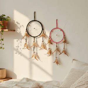 Ring Medicine Wheel Dream Catcher Wall Décor - (20220324-34)