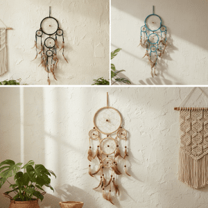 Multi Ring Medicine Wheel Dream Catcher Wall Décor - (20220324-37)