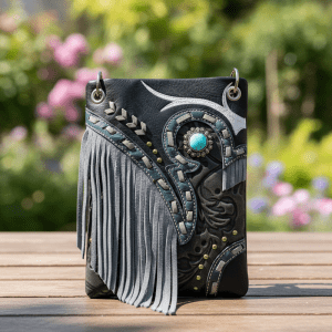 Ladies Designer Cross Body Bag with Fringe - Black (2030W200 BK)