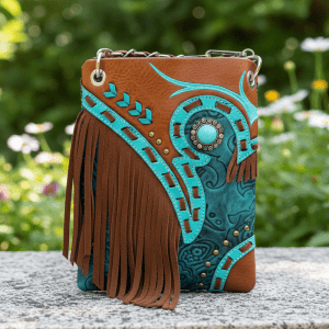 Ladies Designer Cross Body Bag with Fringe - Turquoise (2030W200 TQ)