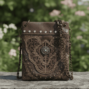 Ladies Designer Rhinestone Cross Body Bag- Brown (2030W211 BO)