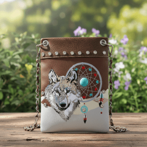 Ladies Designer Wolf Dreamcatcher Cross Body Bag- Brown (2030W220 BO)