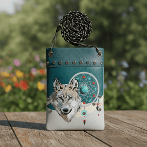 Ladies Designer Wolf Dreamcatcher Cross Body Bag- Teal (2030W220 TL)