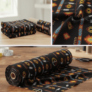 Medicine Wheel w/Eagle Feather  Design  - 100 % Cotton Fabric Bolt -  (2903 Black)