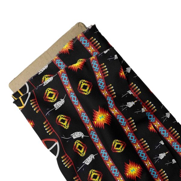 Medicine Wheel w/Eagle Feather  Design  - 100 % Cotton Fabric Bolt -  (2903 Black)