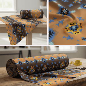 Diamond Glow Star  - 100 % Cotton Fabric Yard/Bolt - Design (2905-Fabric-Orange)