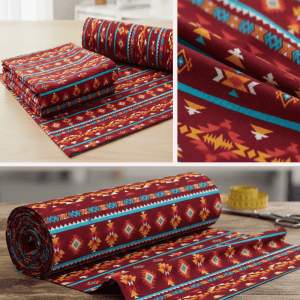 7 Lake  Design  - 100 % Cotton Fabric Yard/Bolt -Design (2906 Burgundy)