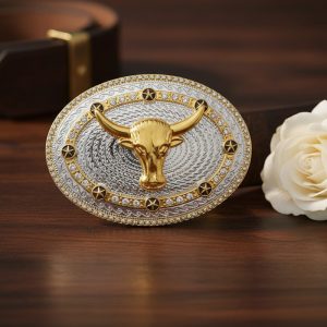 Medium -  Oval New Bull of Head - Belt Buckles