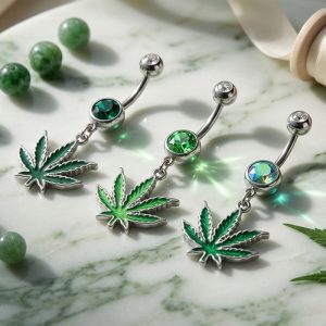 Mr Johnny Green Pot Leaf Belly Ring - Assorted(M056)