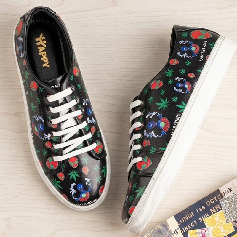 I am Landing Weed Design Deep Shoe Size 9 - Black (SHOE-0005A) - Image 3