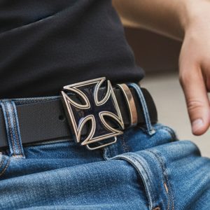 Small - Square Black Cross  - Belt Buckles