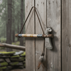 Wolf Design Wall Hanging Hand Crafted Wooden Tomahawk - (CD-4512)