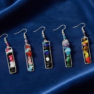Metal Chip Stone " Chain" Style Earring (CH-M-CHL-EAR)