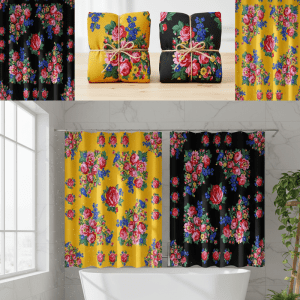 Floral Design Shower Curtain - (Floral 1002)