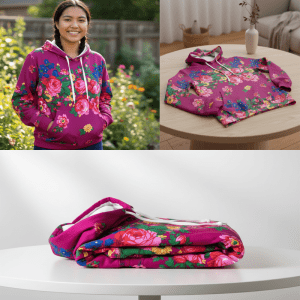 Kokum Floral Hoodies- Fuchsia - Assorted Size (Floral 981)