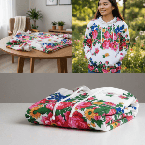 Kokum Floral Hoodies- White - Assorted Size (Floral 981)