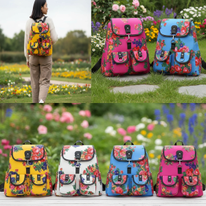 Floral Printed Fleece Backpack - Assorted (Floral 988)