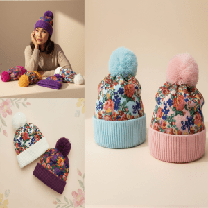 Floral Pom-Pom Toque - Assorted Colour (Floral 989)