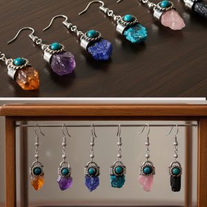 Handmade Raw Stone Hook Earring - Nickel Free (Raw-ST-EAR)