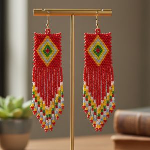 Native American Czech Earrings - Red (705-NA)