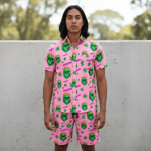 Kingzilla Leaf Shirt and Short Set - Pink (SHIRT-1014)