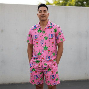 I Am Landing Leaf Shirt and Short Set - Pink (SHIRT-1015)