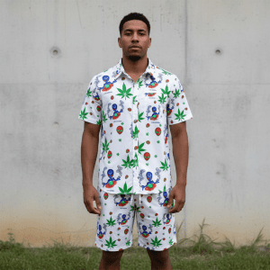 I Am Landing Leaf Shirt and Short Set - White (SHIRT-1016)