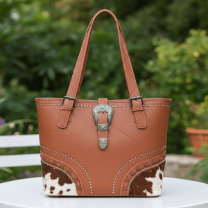 Trinity Ranch Hair-On Cowhide Buckle Collection Concealed Carry Tote - Brown (TR134G-8317BR)
