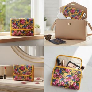 Floral Design Cosmetic Bag - Orange (Floral 997)
