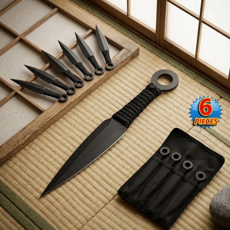Naruto Kunai Anime 6-PC Throwing Knife Set- Black (TK-868-6-BK)