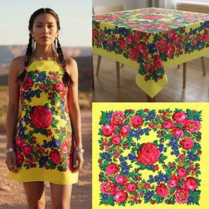 60" x 60" Metallic Kokum Floral Acrylic Fiber Scarf (CD-Scarf-1-60 Metallic Yellow)