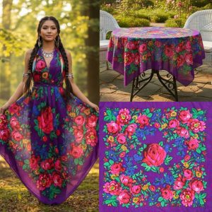 60" x 60" Metallic Kokum Floral Acrylic Fiber Scarf (CD-Scarf-1-60-M-Purple)