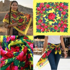 45" x 45" Non-Metallic - Kokum Floral Scarf (CD-Scarf-1-45 Non-Metallic Neon Yellow)