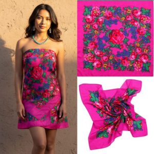 45" x 45" Non-Metallic - Kokum Floral Scarf (CD-Scarf-1-45 Non-Metallic Fuchsia)