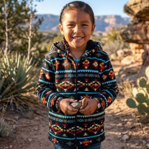 Native Design Silk Touch Zip-Up Hoodie - Kids - Assorted  (0251K Thunder Spirit  Black)
