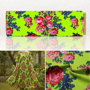 Kokum Flower Cotton Fabric Bolt - Neon Green (2900-Neon Green)