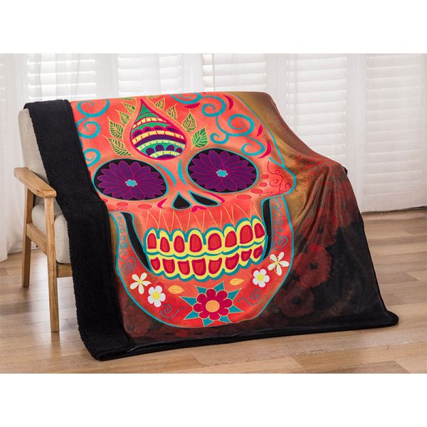 Orange Sugar Skull Signature Sherpa Lined Throw Blank