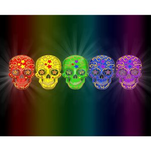 Rainbow Sugar Skull #7220, Signature Sherpa Lined Throw Blanket (1703-7220 RSS)