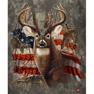 Americana Deer #7302, Signature Sherpa Lined Throw Blanket (1703-7302 AD)