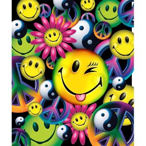 Love Peace Happiness #7359, Signature Sherpa Lined Throw Blanket (1703-7359 LPH)