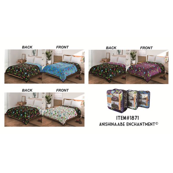 Anishinaabe Enchantment - Plush Reversible Twin Full Blanket (1871)