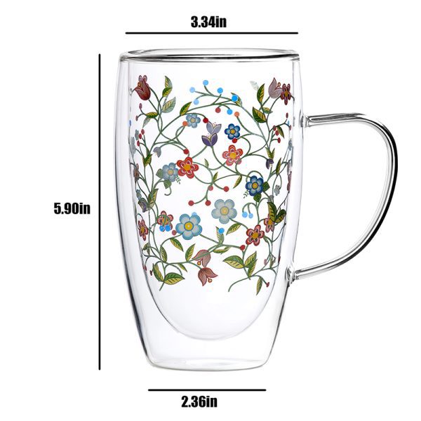 15 Oz Glass Mug ( Borosilicate Double Walled) Anishinaabe Enchantment Collection (4472)