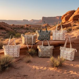 Deluxe Tote Bag with Fringe - Solstice Design (2580)